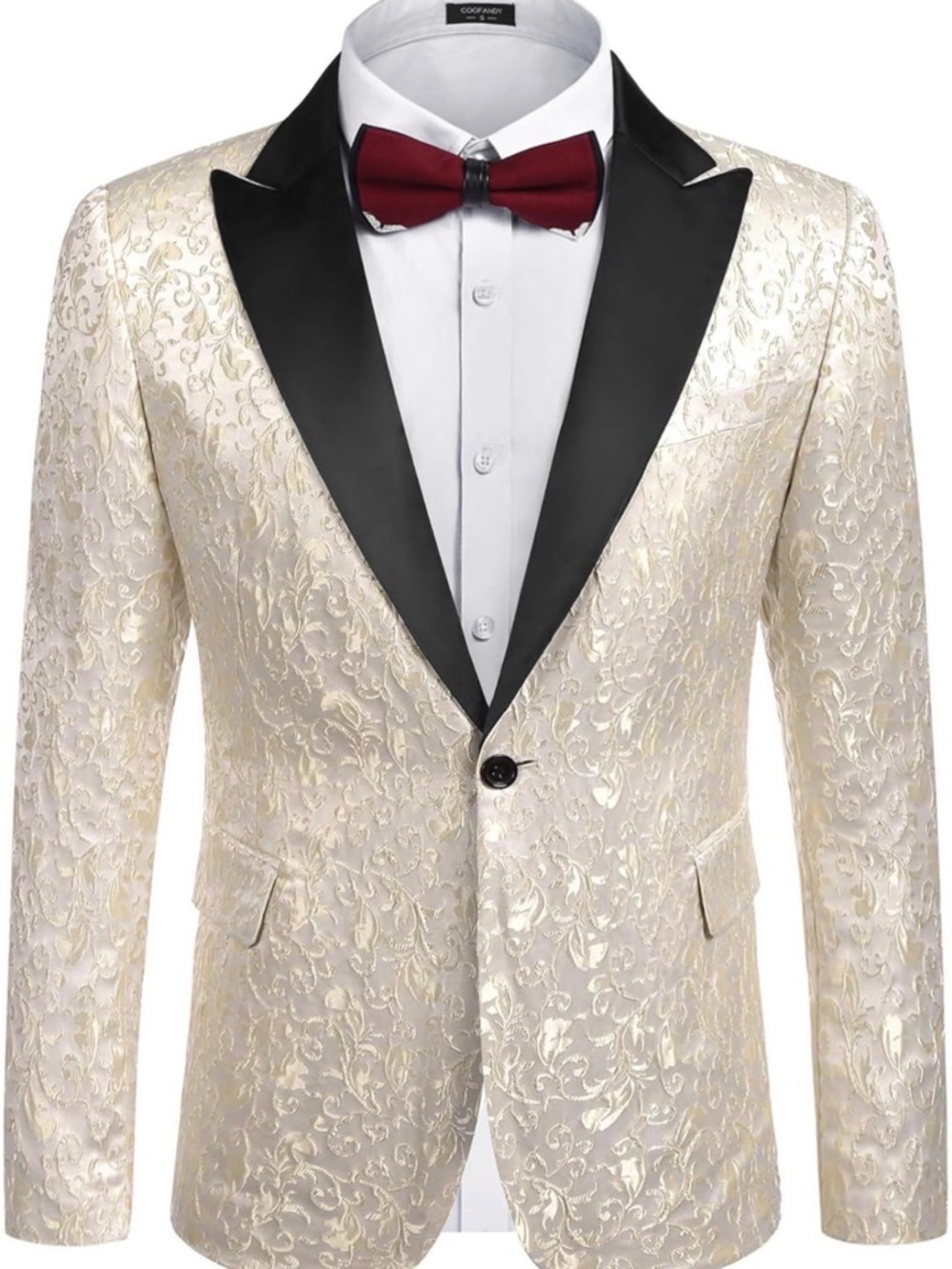Men’s Floral Tuxedo Jacket for wedding jackets party dinner jacket cream